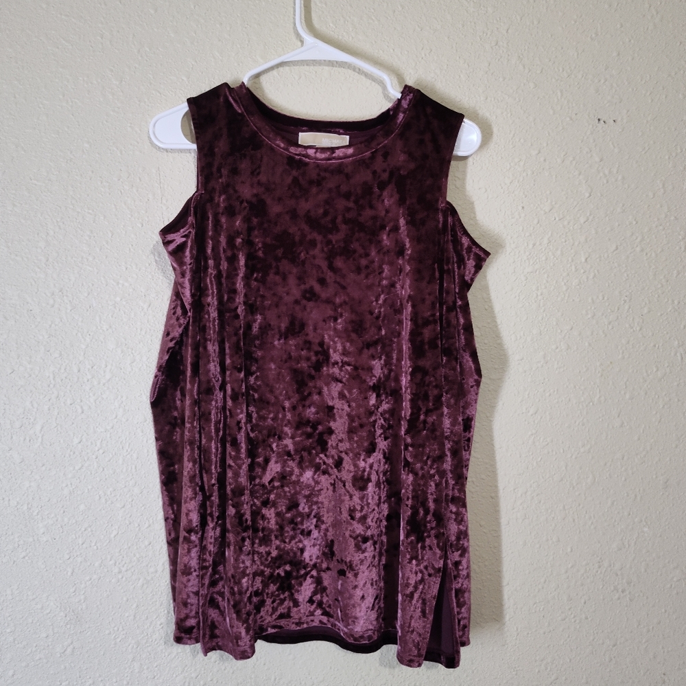 Michael Kors Cold shoulder velvet top L